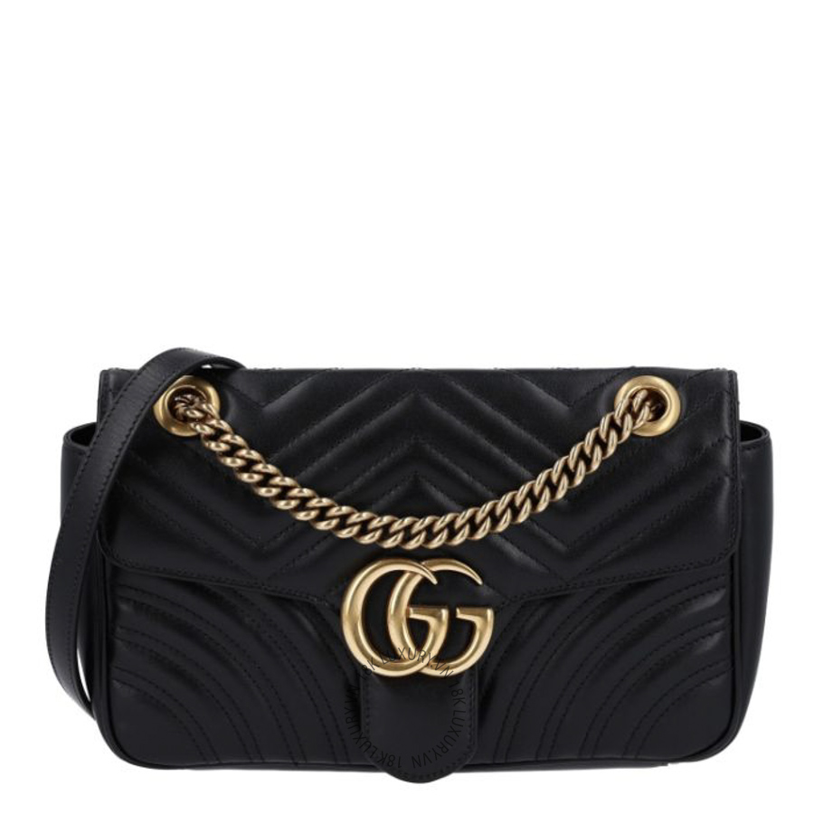 Túi Xách Đeo Chéo Gucci Calfskin Matelasse Small GG Marmont Shoulder Bag Black GDCB666