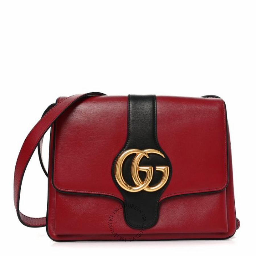 Túi xách đeo chéo Gucci Calfskin Medium Arli Flap Shoulder Bag New Cherry Red Black NFPG119