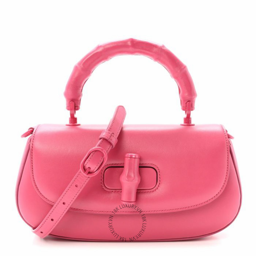 Túi xách đeo chéo Gucci Calfskin Medium Bamboo Diva Frosted Tulip NFPG381