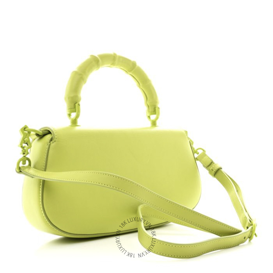 Túi Xách Đeo Chéo Gucci Calfskin Medium Bamboo Diva Green GDCB496