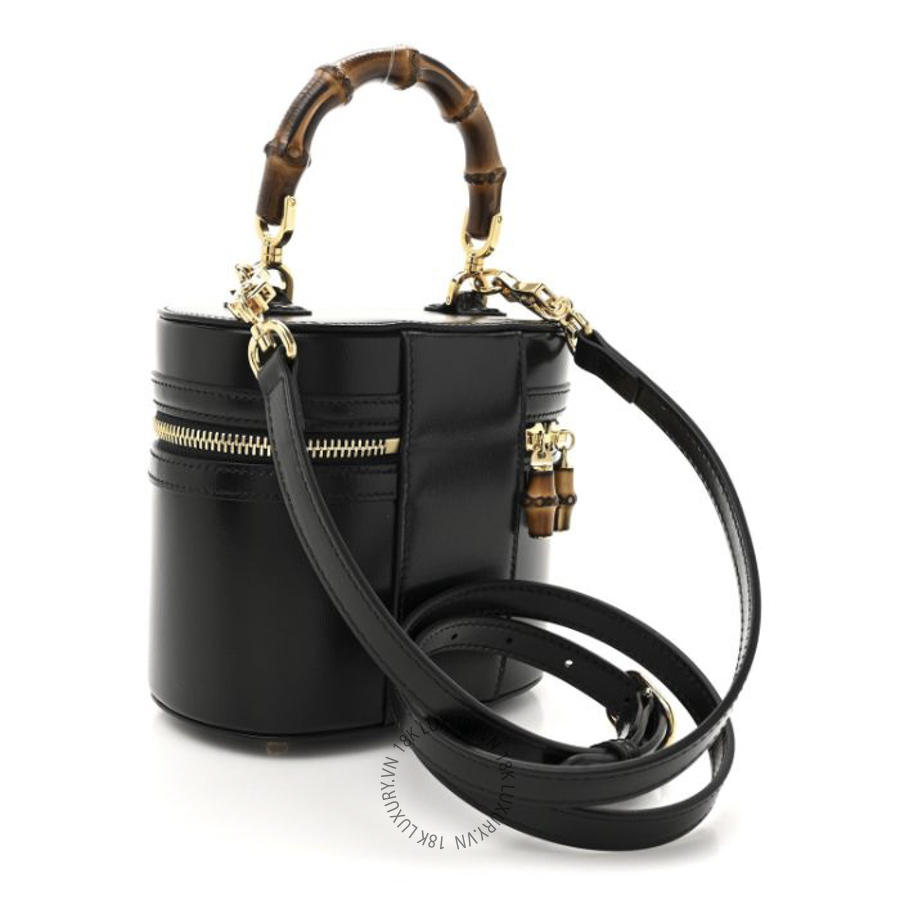 Túi Xách Đeo Chéo Gucci Calfskin Mini Bamboo Top Handle Shoulder Bag Black GDCB163