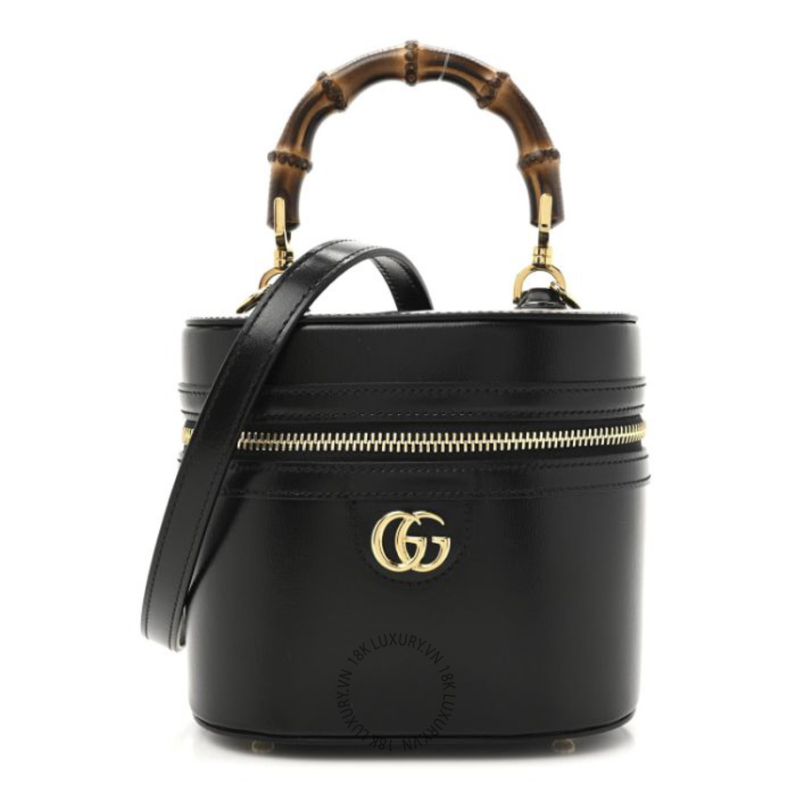 Túi Xách Đeo Chéo Gucci Calfskin Mini Bamboo Top Handle Shoulder Bag Black GDCB163