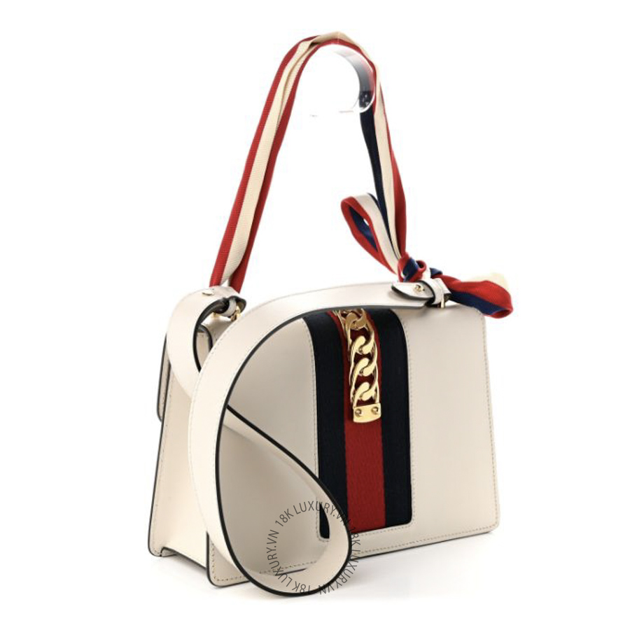 Túi Xách Đeo Chéo Gucci Calfskin Small Sylvie Shoulder Bag Off White GDCB500