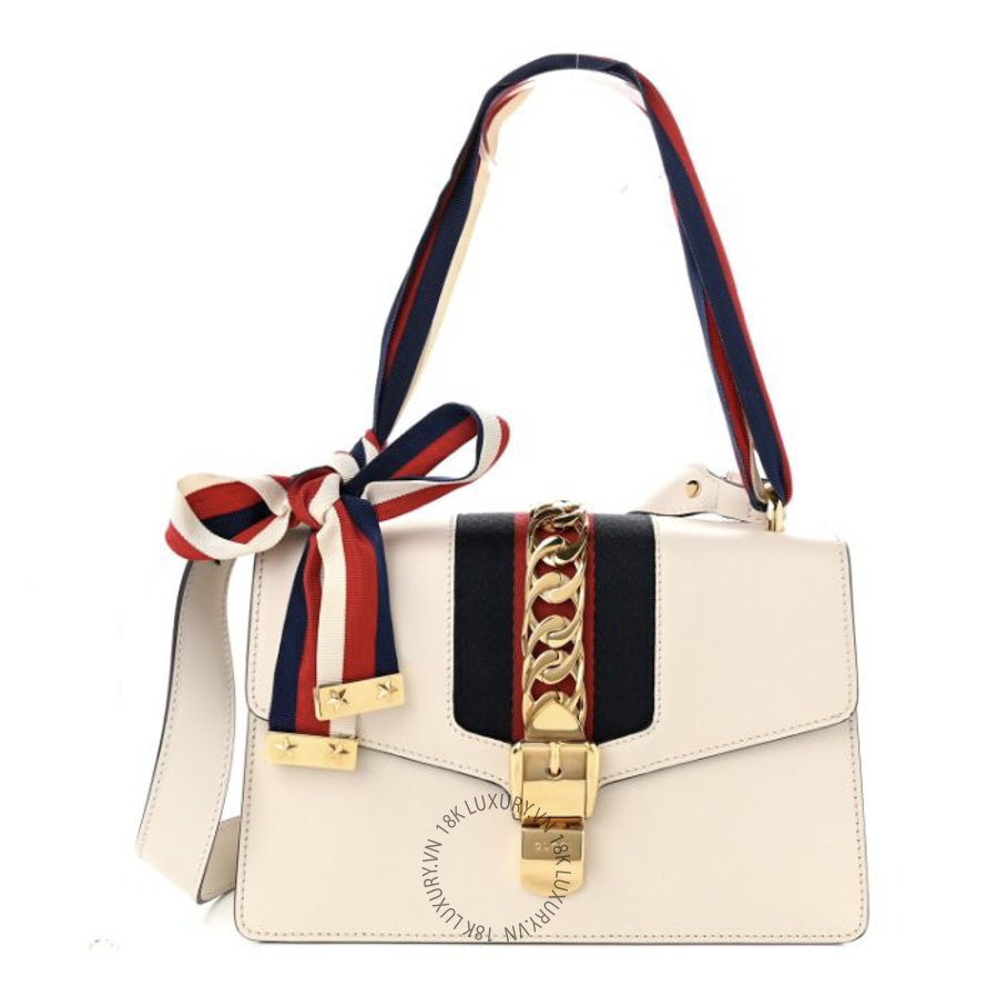 Túi Xách Đeo Chéo Gucci Calfskin Small Sylvie Shoulder Bag Off White GDCB500