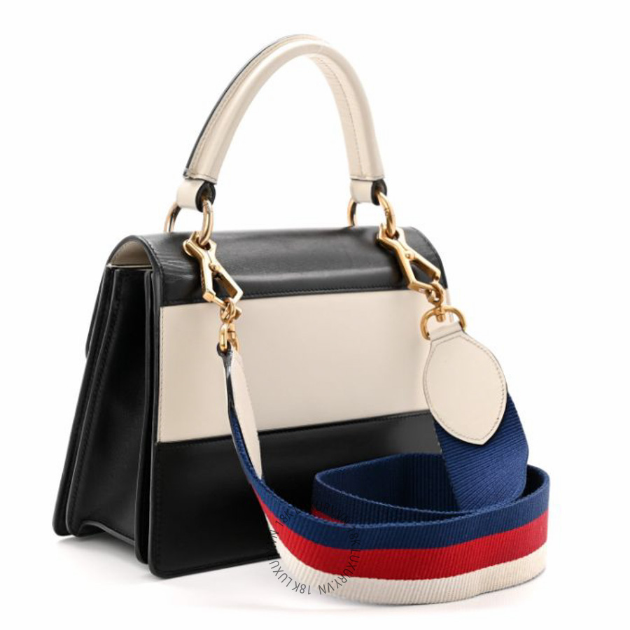 Túi xách đeo chéo Gucci Calfskin Sylvie Web Small Queen Margaret Top Handle Bag Black White NFPG674