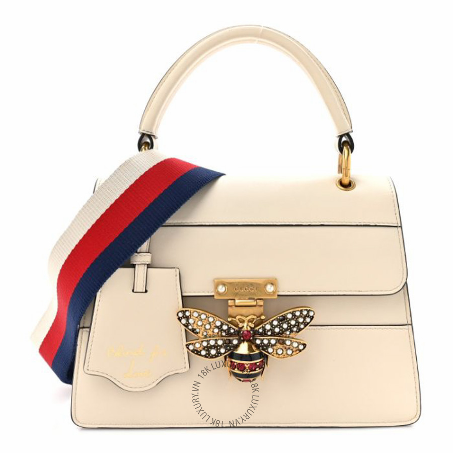 Túi xách đeo chéo Gucci Calfskin Sylvie Web Small Queen Margaret Top Handle Bag White NFPG335