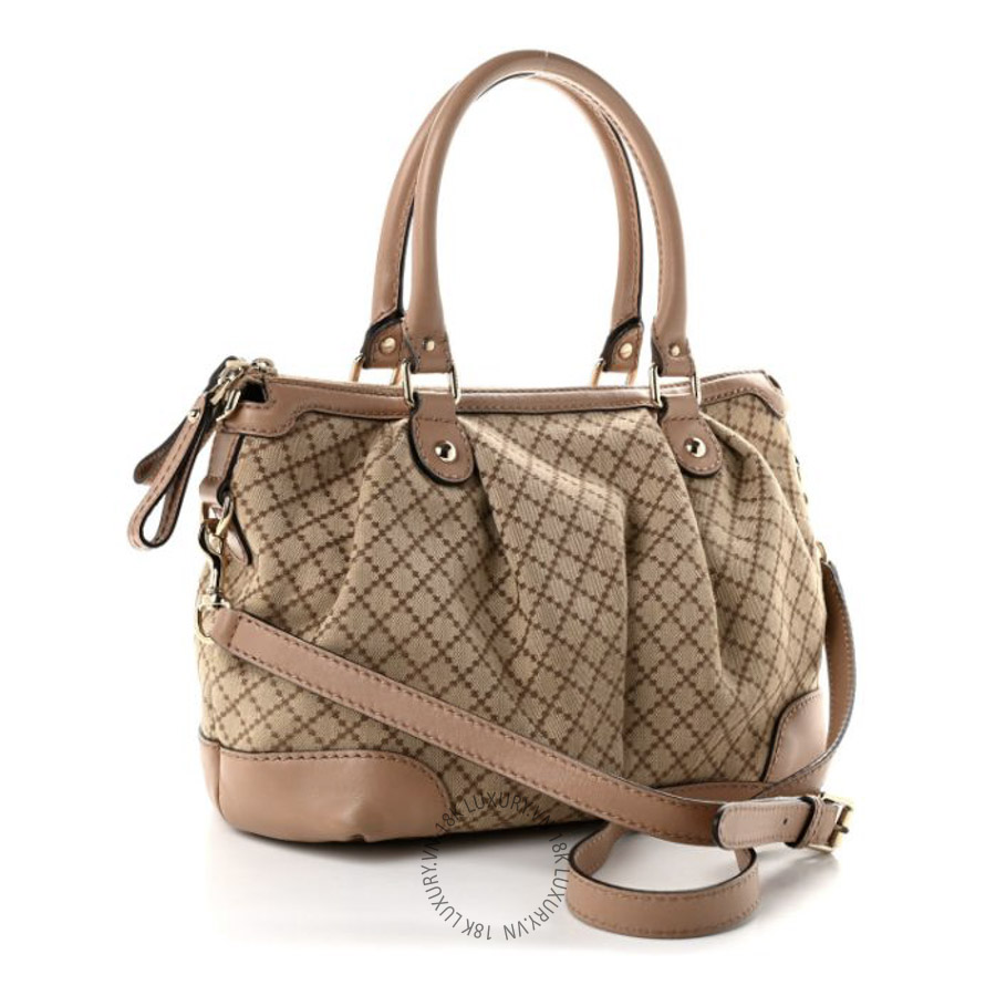 Túi Xách Đeo Chéo Gucci Diamante Medium Sukey Top Handle Bag Beige Pink GDCB504