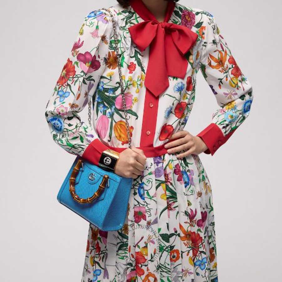 Túi Xách Đeo Chéo Gucci Diana lizard small tote bag 675800 EABL7 4641 GFD337