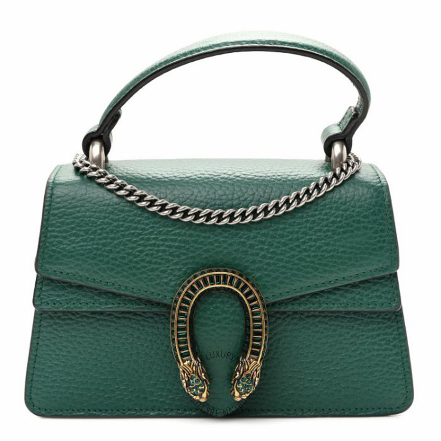 Túi xách đeo chéo Gucci Dollar Calfskin Crystal Mini Dionysus Top Handle Bag Emerald NFPG449