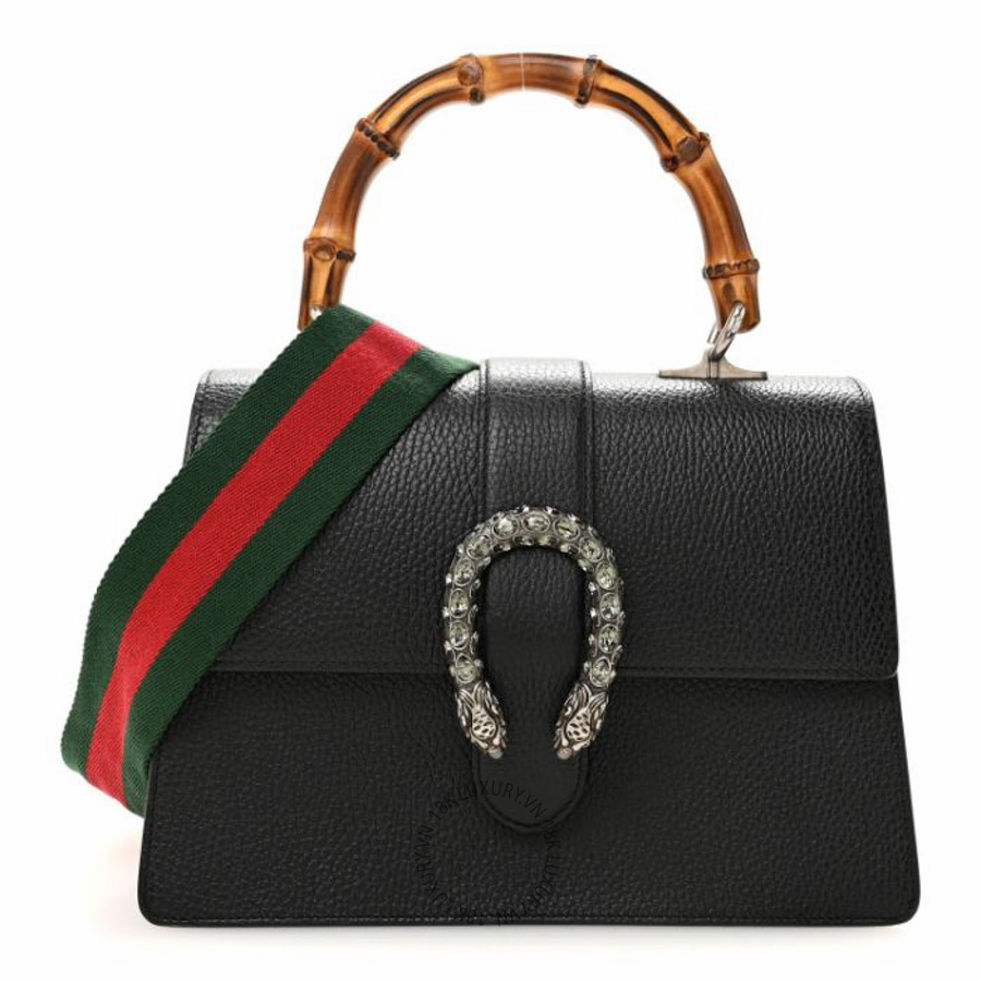 Túi xách đeo chéo Gucci Dollar Calfskin Crystal Web Medium Dionysus Bamboo Top Handle Bag Black Black Diamond NFPG169