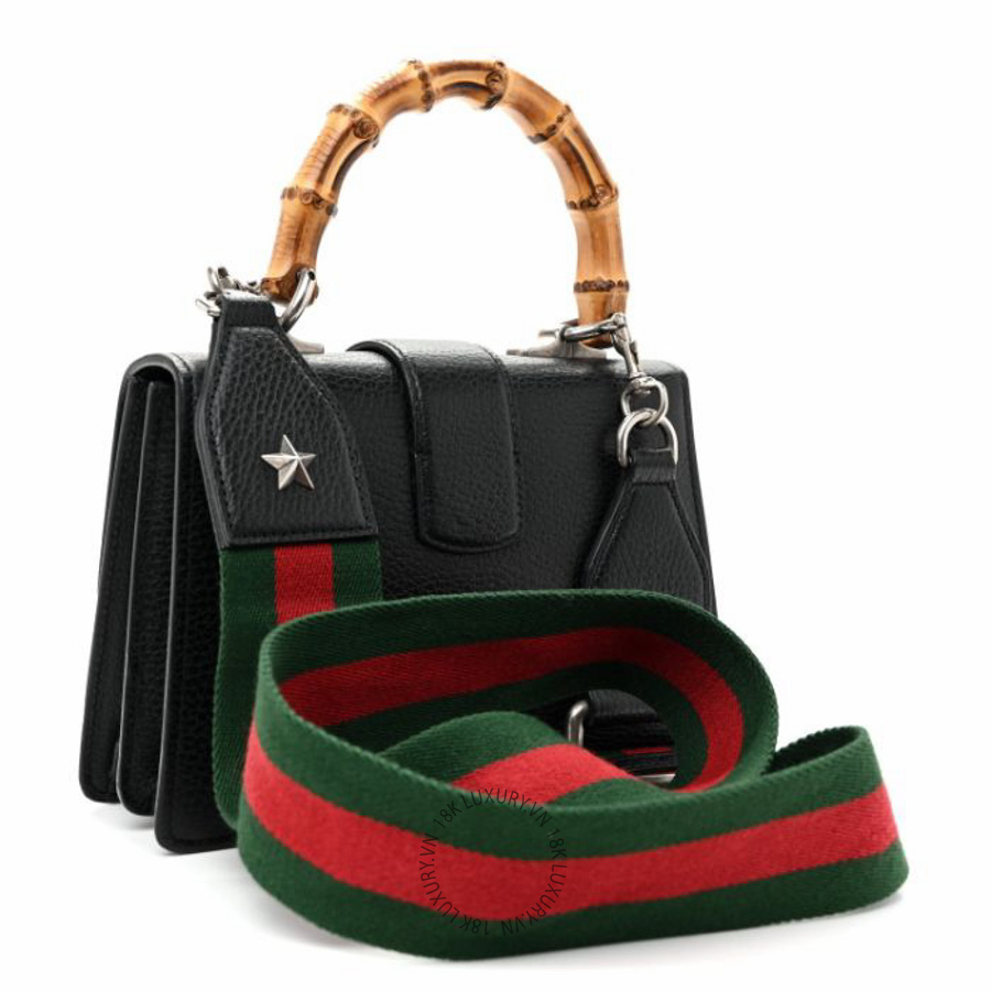 Túi xách đeo chéo Gucci Dollar Calfskin Crystal Web Mini Dionysus Bamboo Top Handle Bag Black Black Diamond NFPG386