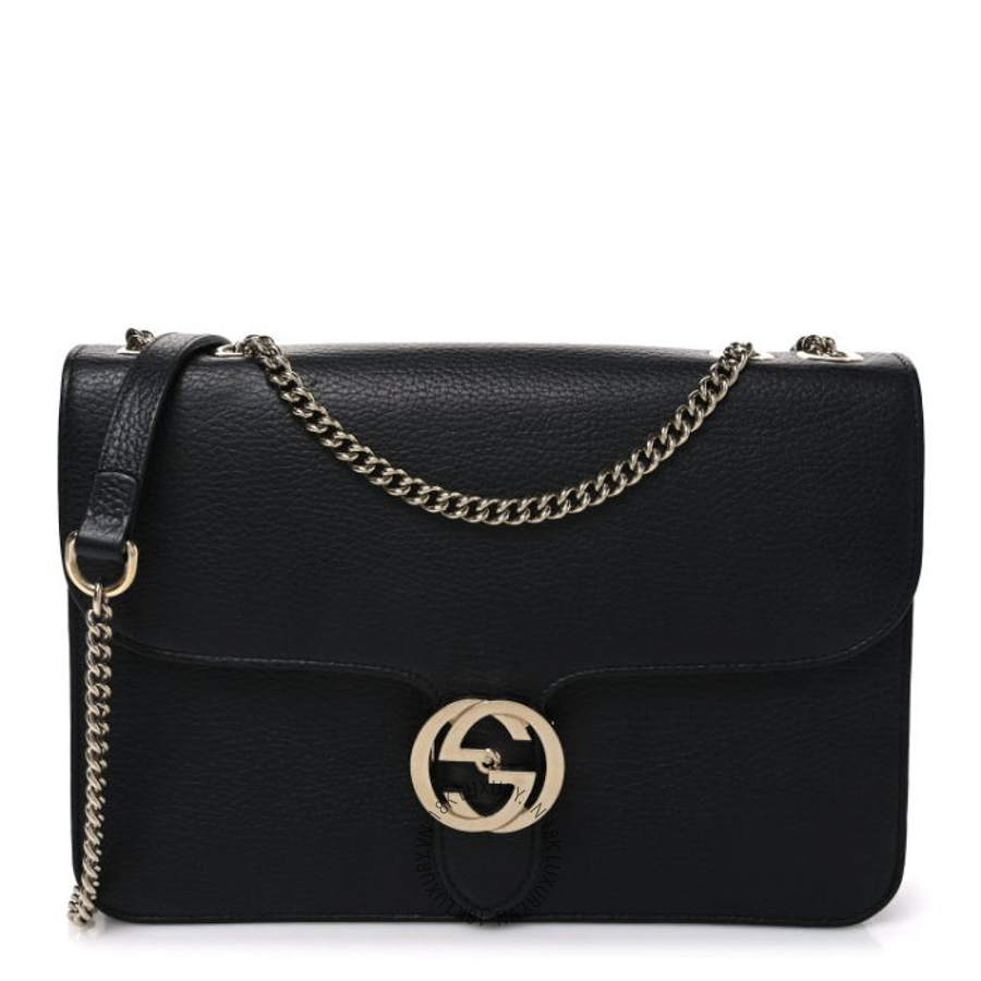 Túi Xách Đeo Chéo Gucci Dollar Calfskin Interlocking G Shoulder Bag Black GDCB716
