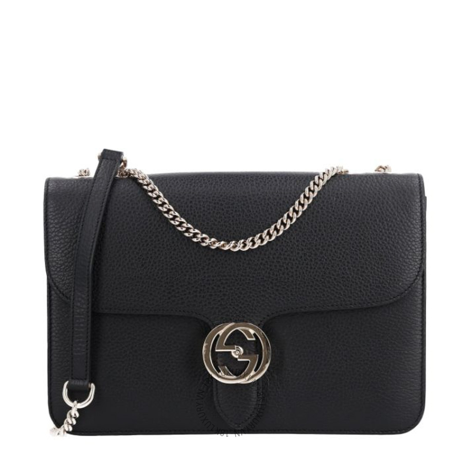 Túi xách đeo chéo Gucci Dollar Calfskin Interlocking G Shoulder Bag Black GGC594