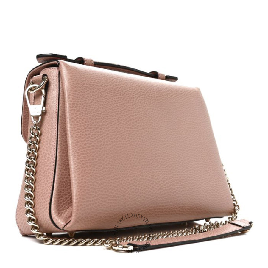 Túi Xách Đeo Chéo Gucci Dollar Calfskin Interlocking G Top Handle Shoulder Bag Soft Pink GDCB117