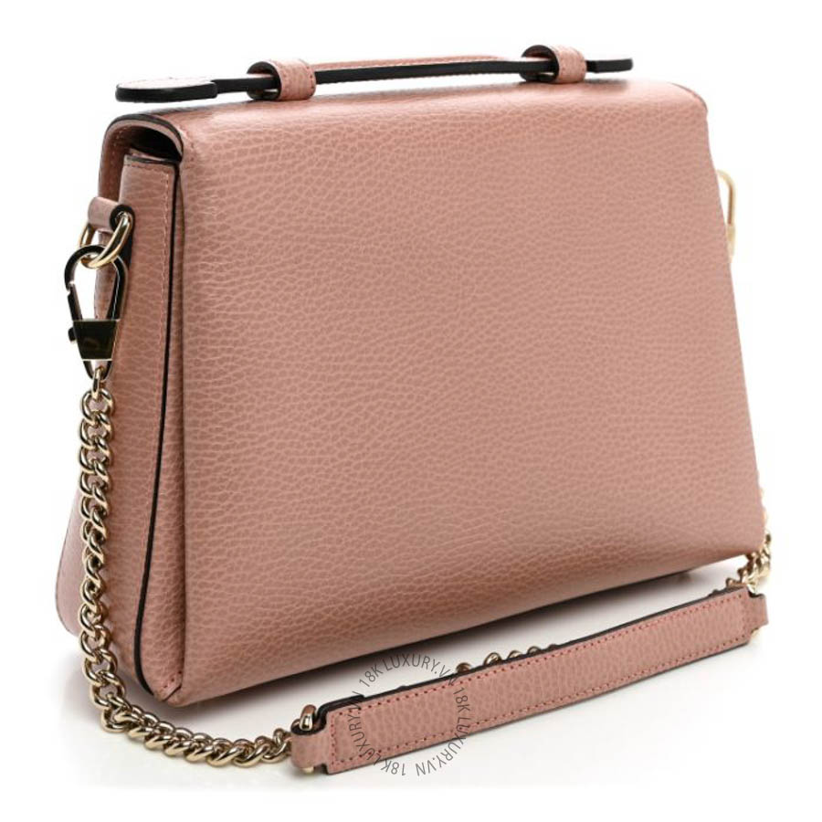 Túi xách đeo chéo Gucci Dollar Calfskin Interlocking G Top Handle Shoulder Bag Soft Pink GGC497