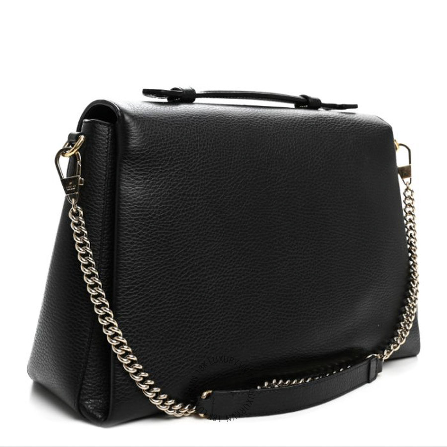 Túi Xách Đeo Chéo Gucci Dollar Calfskin Medium Interlocking G Top Handle Shoulder Bag Black GDCB550