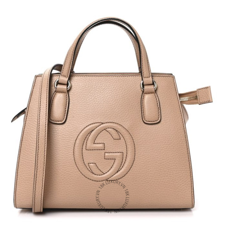 Túi Xách Đeo Chéo Gucci Dollar Calfskin Medium Soho Top Handle Satchel Camelia GDCB282