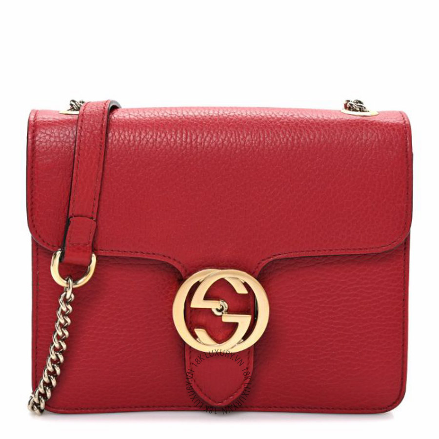 Túi xách đeo chéo Gucci Dollar Calfskin Small Interlocking G Shoulder Bag Red NFPG293
