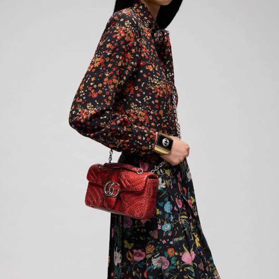 Túi Xách Đeo Chéo Gucci GG Marmont python small shoulder bag 837280 EABLZ 6639 GFD265