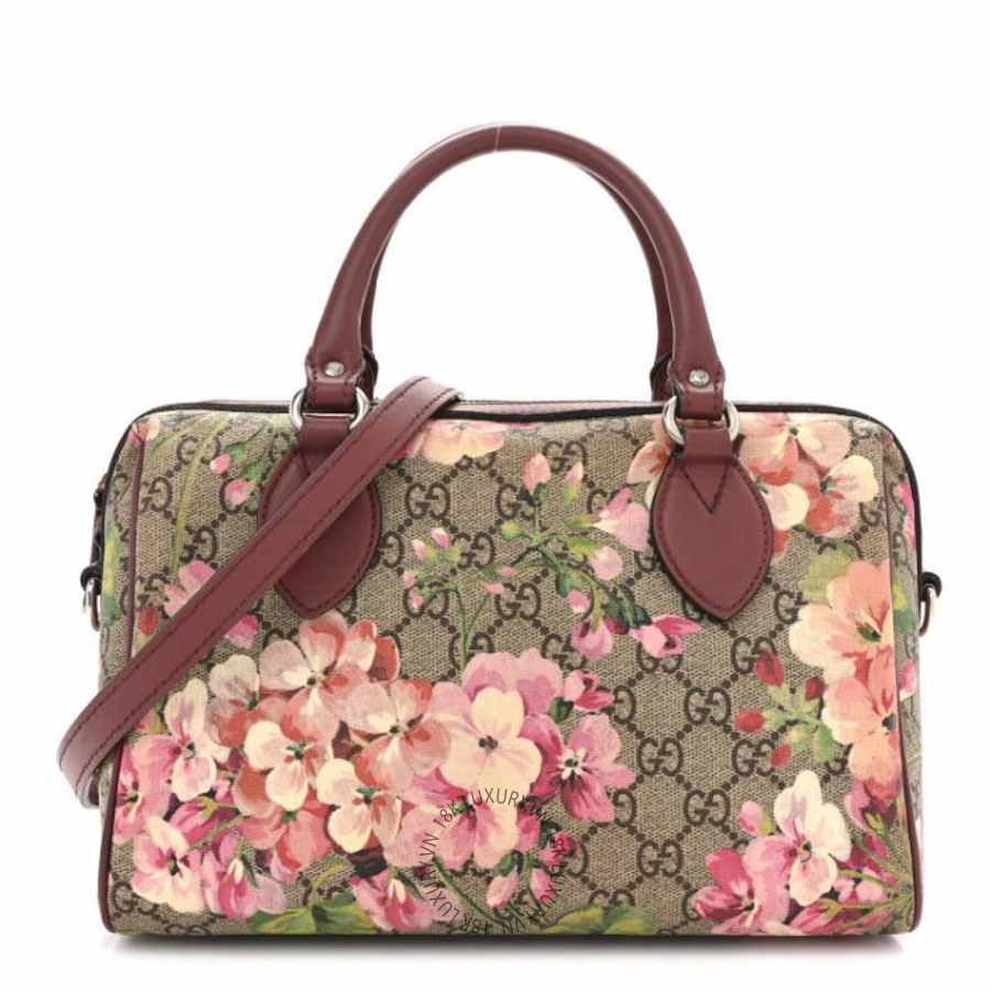 Túi xách đeo chéo Gucci GG Supreme Monogram Blooms Small Boston Beige Multicolor Dry Rose NFPG438