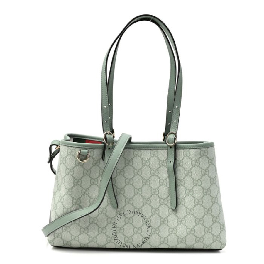 Túi Xách Đeo Chéo Gucci GG Supreme Monogram Emblem Medium Tote Bag Sage Green GDCB182