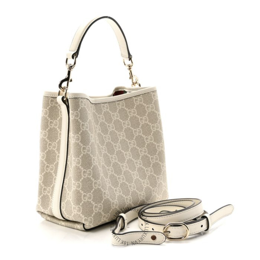 Túi Xách Đeo Chéo Gucci GG Supreme Monogram Emblem Small Shoulder Bag Beige White GDCB733