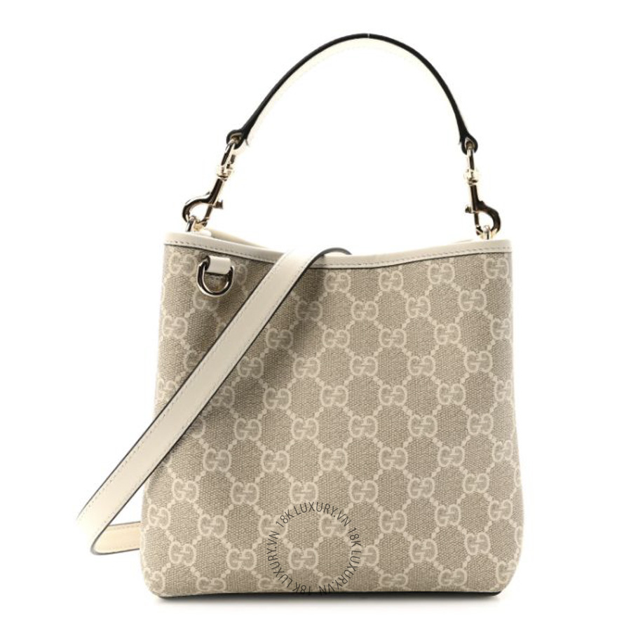 Túi Xách Đeo Chéo Gucci GG Supreme Monogram Emblem Small Shoulder Bag Beige White GDCB733