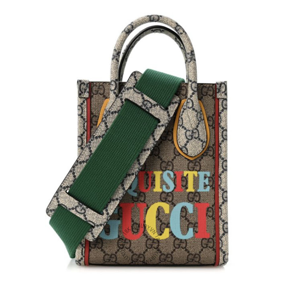 Túi Xách Đeo Chéo Gucci GG Supreme Monogram Exquisite Mini Vertical Tote Beige Ebony Blue Crop Live Red GDCB323