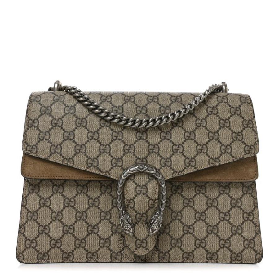 Túi Xách Đeo Chéo Gucci GG Supreme Monogram Medium Dionysus Shoulder Bag Taupe Taupe GDCB702