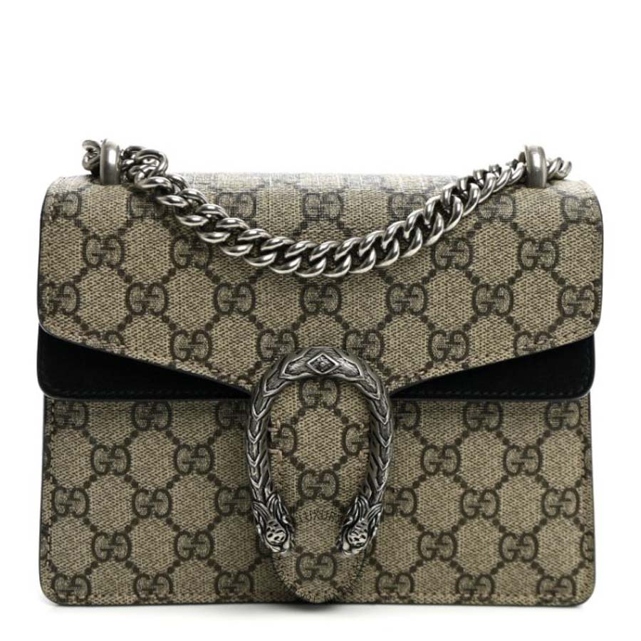 Túi Xách Đeo Chéo Gucci GG Supreme Monogram Mini Dionysus Shoulder Bag Black GDCB392