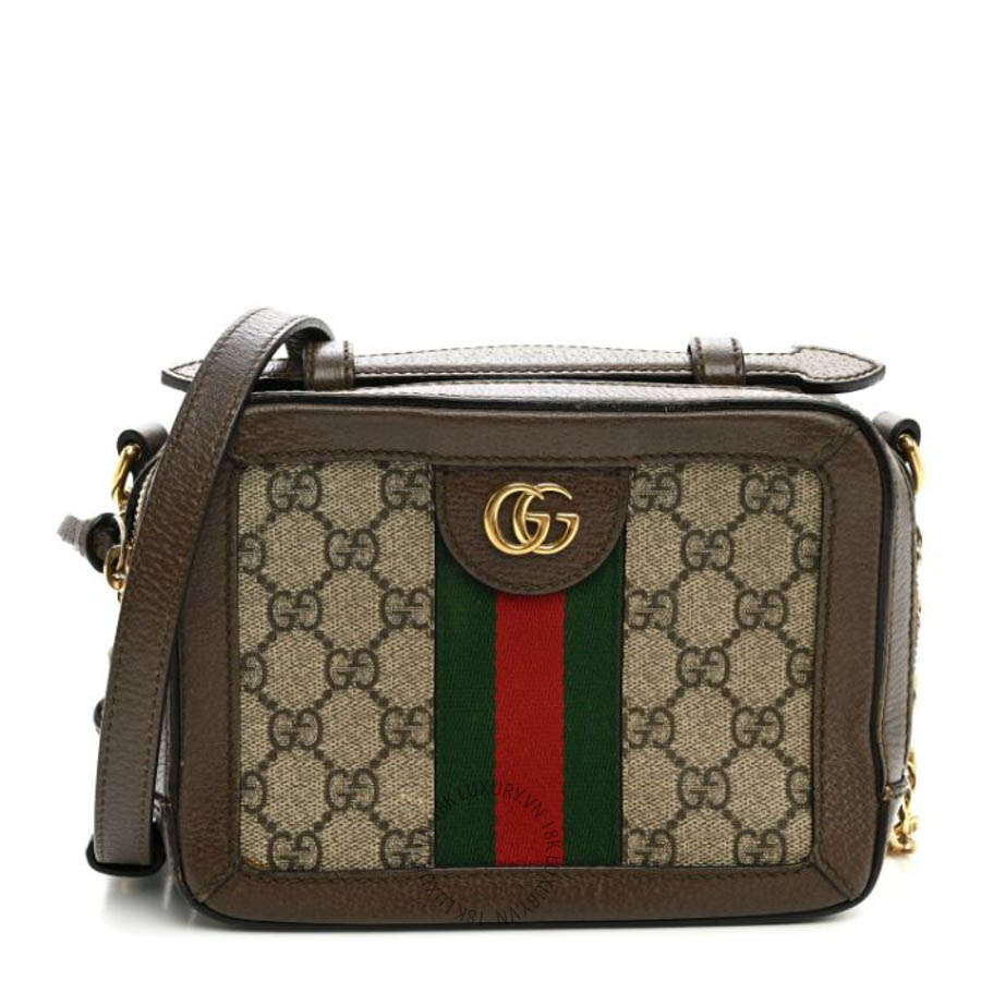 Túi xách đeo chéo Gucci GG Supreme Monogram Mini Ophidia Top Handle Shoulder Bag Brown GGC609