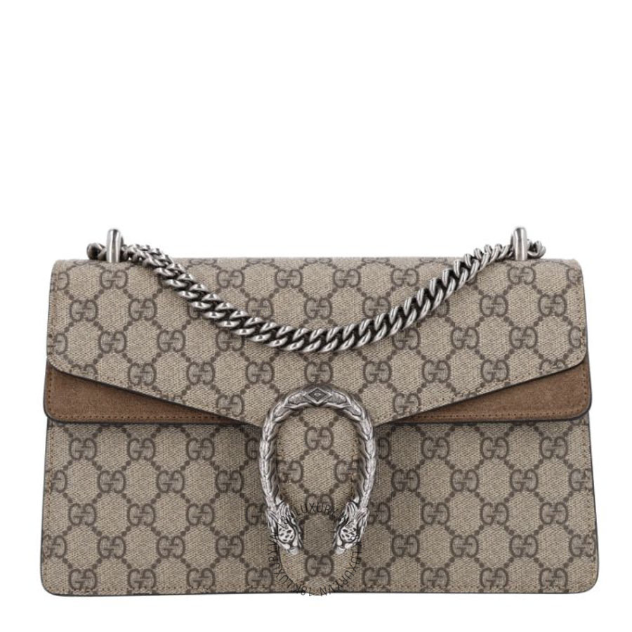 Túi Xách Đeo Chéo Gucci GG Supreme Monogram Small Dionysus Shoulder Bag Taupe GDCB655