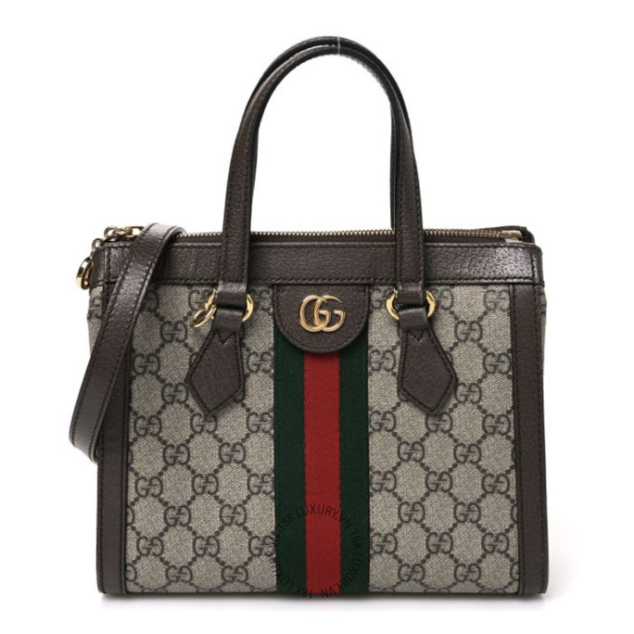 Túi Xách Đeo Chéo Gucci GG Supreme Monogram Small Ophidia Tote Bag Brown GDCB235