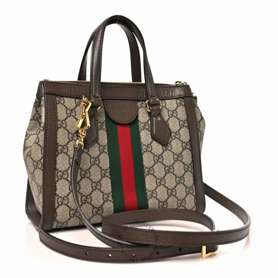 Túi xách đeo chéo Gucci GG Supreme Monogram Small Ophidia Tote Bag Brown NFPG316
