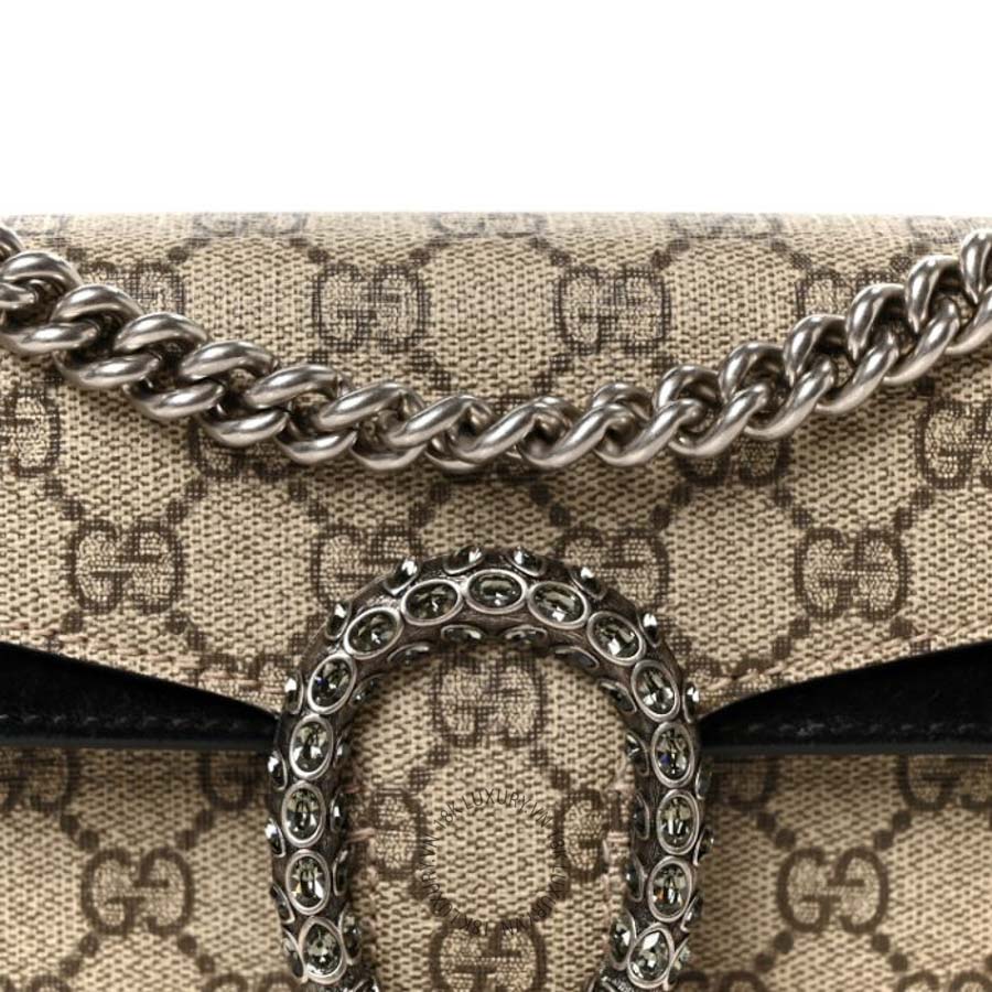 Túi Xách Đeo Chéo Gucci GG Supreme Monogram Suede Crystal Small Dionysus Shoulder Bag Beige Ebony Black GDCB611 18 Túi Xách Đeo Chéo Gucci GG Supreme Monogram Suede Crystal Small Dionysus Shoulder Bag Beige Ebony Black GDCB611