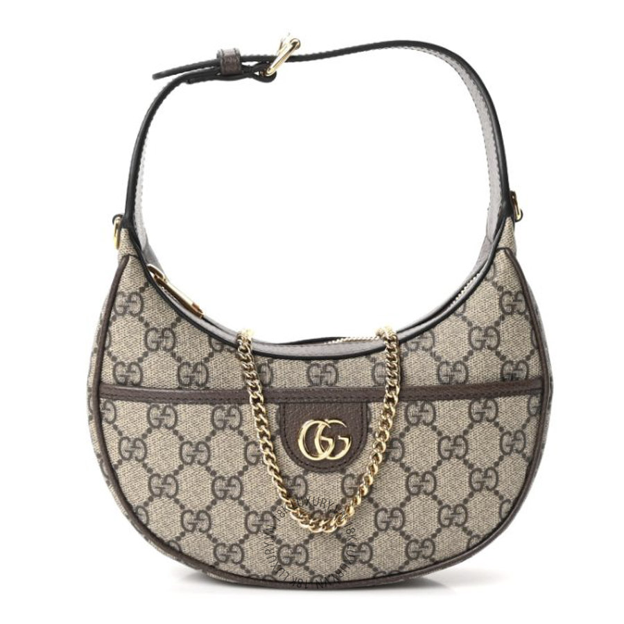 Túi Xách Đeo Chéo Gucci GG Supreme Monogram Textured Dollar Calfskin Small Ophidia Shoulder Bag Beige Ebony New Acero GDCB013
