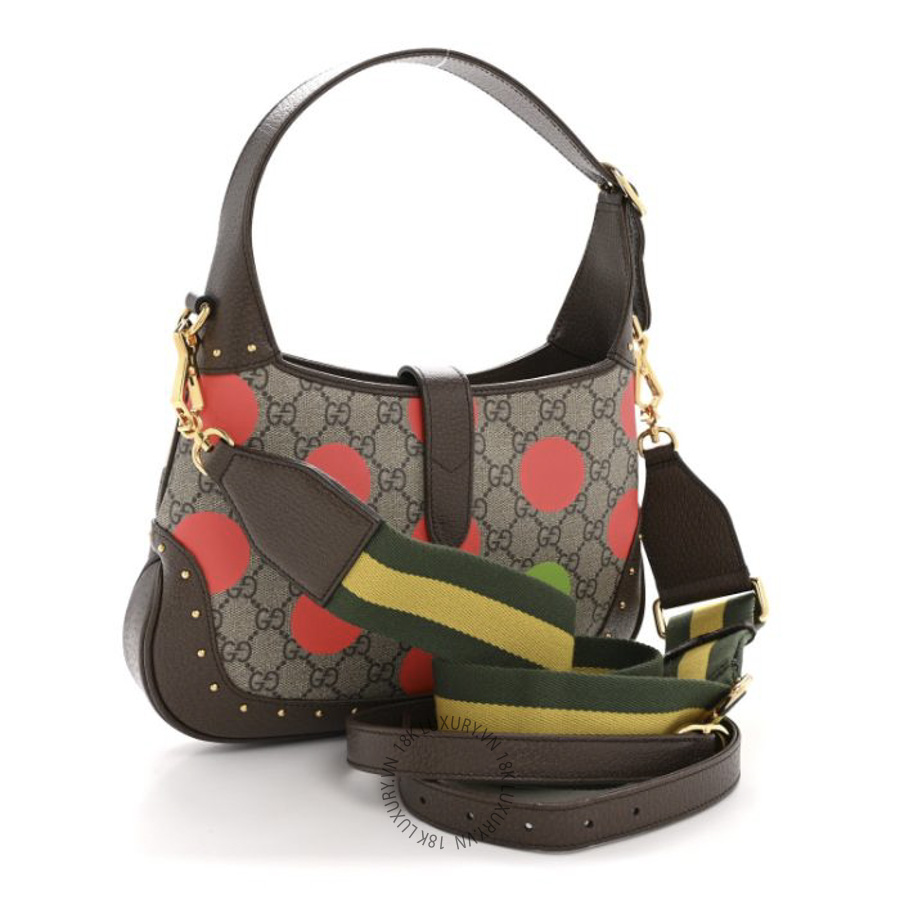 Túi Xách Đeo Chéo Gucci GG Supreme Monogram Web Geometric Small Jackie 1961 Beige Multicolor Brown Sugar GDCB439