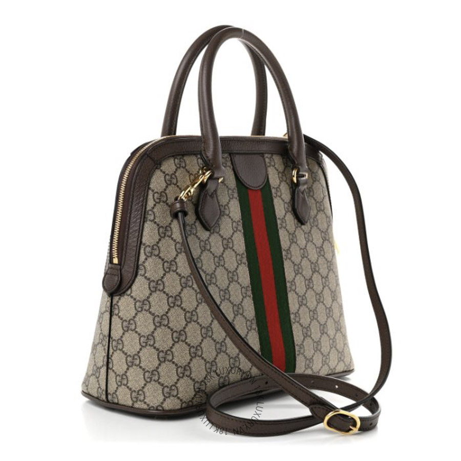 Túi Xách Đeo Chéo Gucci GG Supreme Monogram Web Medium Top Handle Ophidia Dome Shoulder Bag Brown GDCB405