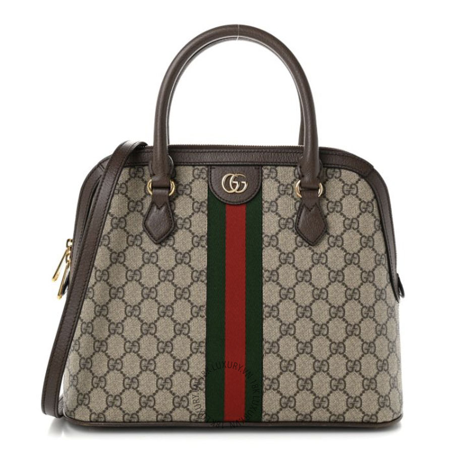 Túi Xách Đeo Chéo Gucci GG Supreme Monogram Web Medium Top Handle Ophidia Dome Shoulder Bag Brown GDCB405