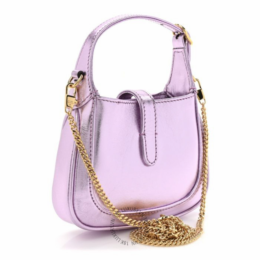 Túi xách đeo chéo Gucci Laminated Nappa Nano Jackie 1961 Hobo Metallic Rosa NFPG736