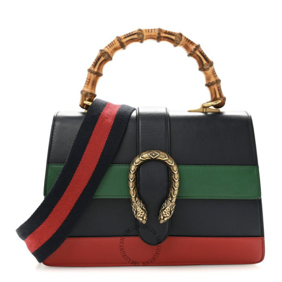 Túi Xách Đeo Chéo Gucci Moon Calfskin Bamboo Web Medium Dionysus Top Handle Bag Blue Emerald Hibiscus Red GDCB692