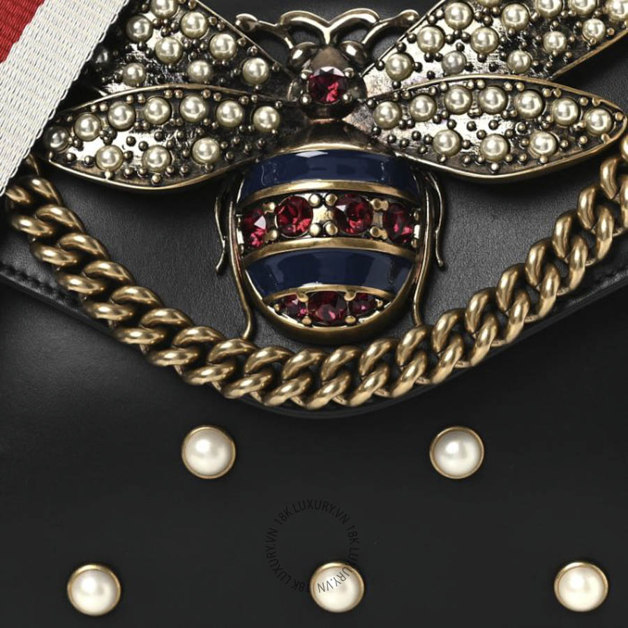 Túi Xách Đeo Chéo Gucci Nappa Pearl Studded Mini Queen Margaret Broadway Shoulder Bag Black GDCB332 18 Túi Xách Đeo Chéo Gucci Nappa Pearl Studded Mini Queen Margaret Broadway Shoulder Bag Black GDCB332