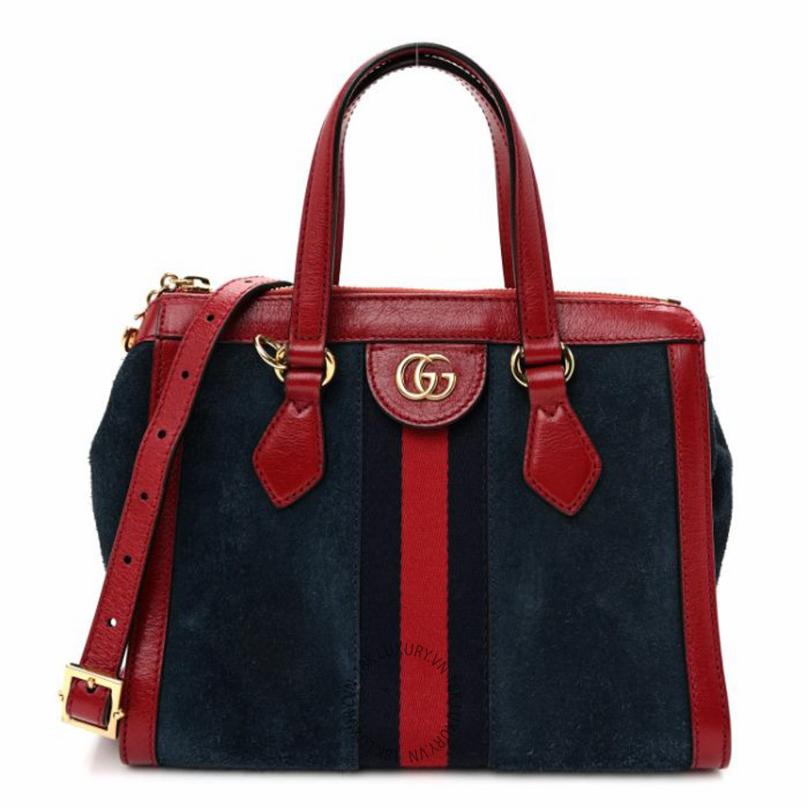 Túi xách đeo chéo Gucci Suede Calfskin Web Small Ophidia Tote Bag New Blue Romantic Cherry NFPG429