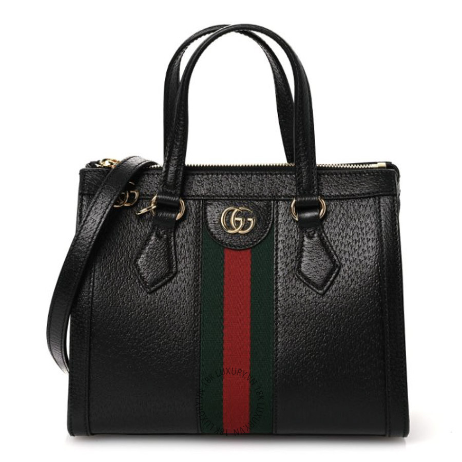 Túi Xách Đeo Chéo Gucci Textured Calfskin Web Small Ophidia Tote Bag Black GDCB175