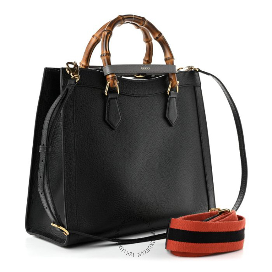 Túi Xách Đeo Chéo Gucci Textured Dollar Calfskin Web Medium Diana Tote Bag Black Dusty Grey GDCB450