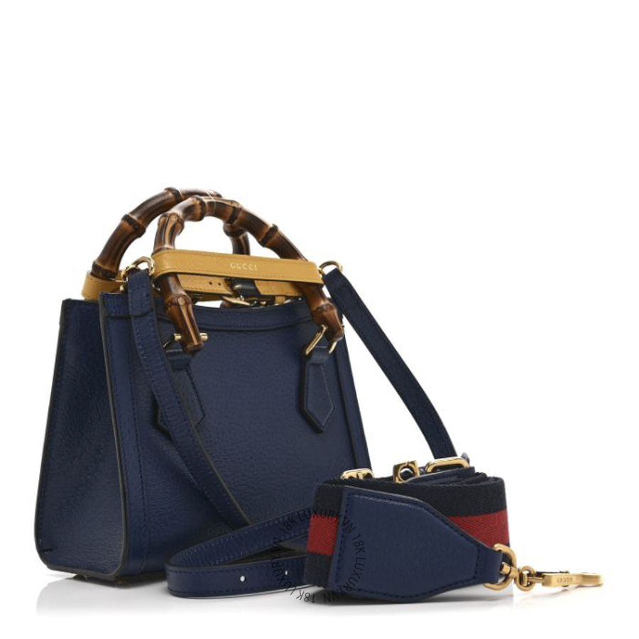 Túi Xách Đeo Chéo Gucci Textured Dollar Calfskin Web Mini Diana Tote Bag Royal Crop GDCB183