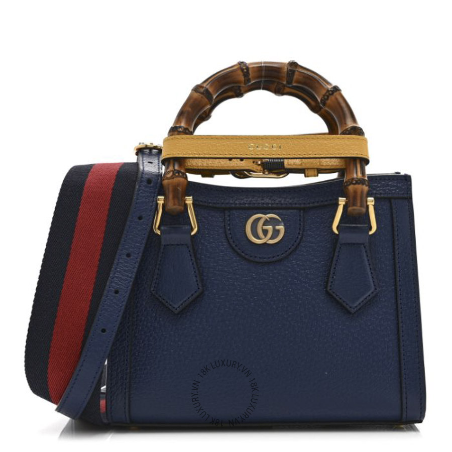 Túi Xách Đeo Chéo Gucci Textured Dollar Calfskin Web Mini Diana Tote Bag Royal Crop GDCB183