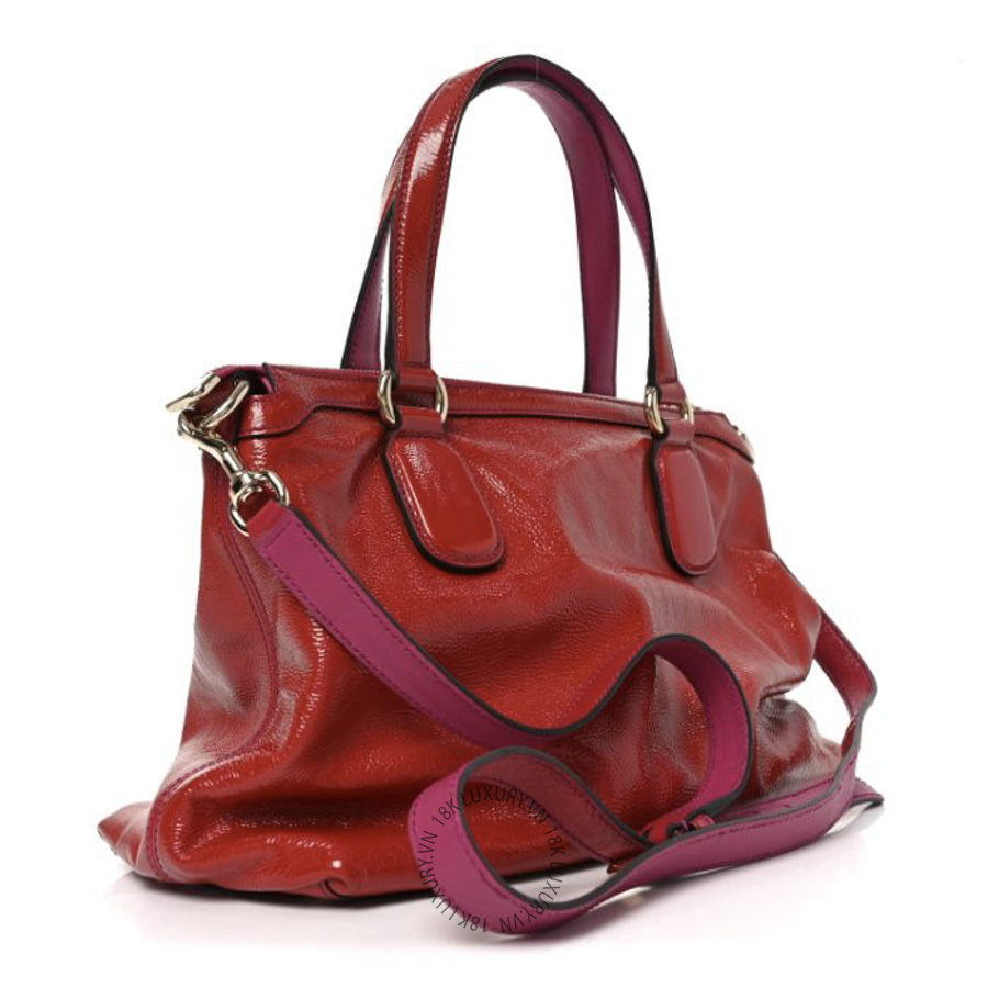 Túi Xách Đeo Chéo Gucci Vernice Naplack Small Soho Top Handle Satchel Uniform Red GDCB039
