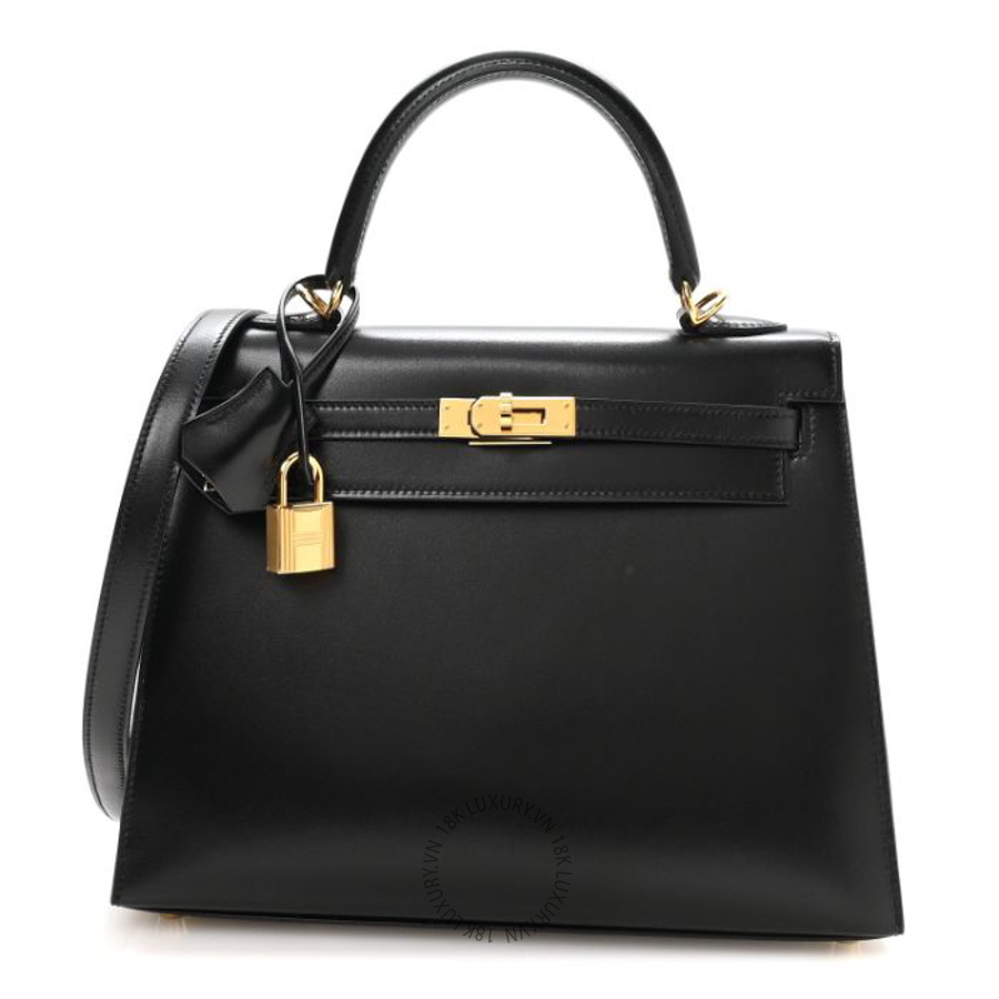 Túi xách đeo chéo Hermes Box Kelly Sellier 25 Black FPTH278