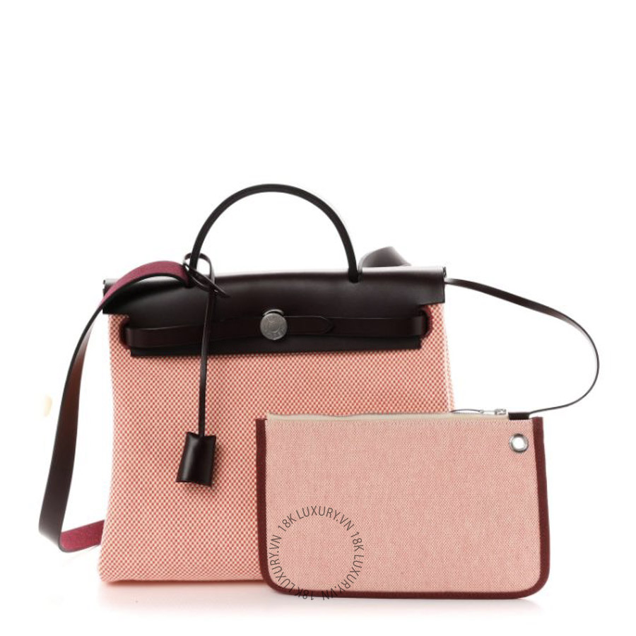 Túi Xách Đeo Chéo Hermes Criss Viking Vache Hunter Herbag Zip Retourne 31 PM Ecru Brique Anemone Rouge Sellier TMH333